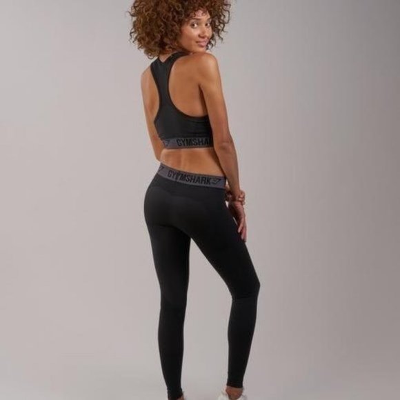 Gymshark Pants - Gymshark Flex Leggings Black Marl & Charcoal Gray